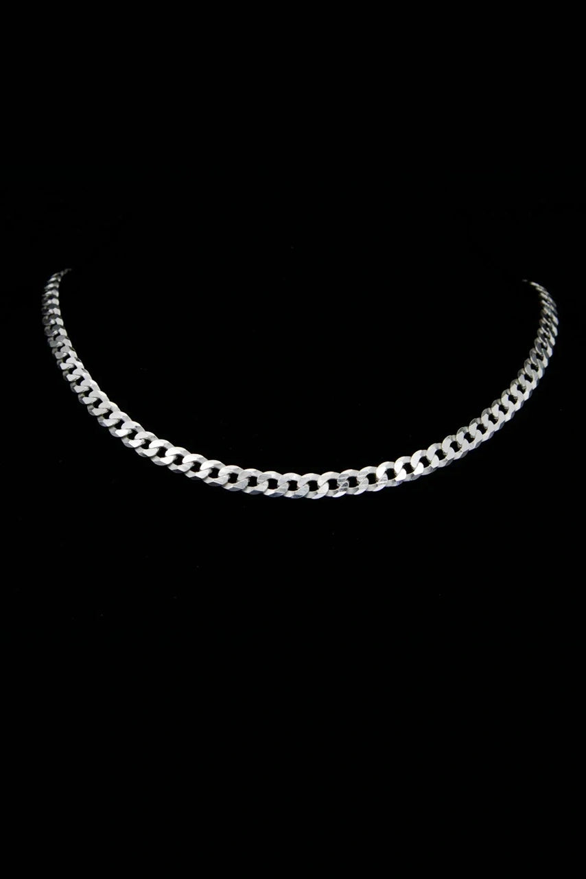 Curb Link Chain Necklace in 925 Sterling Silver, 4mm