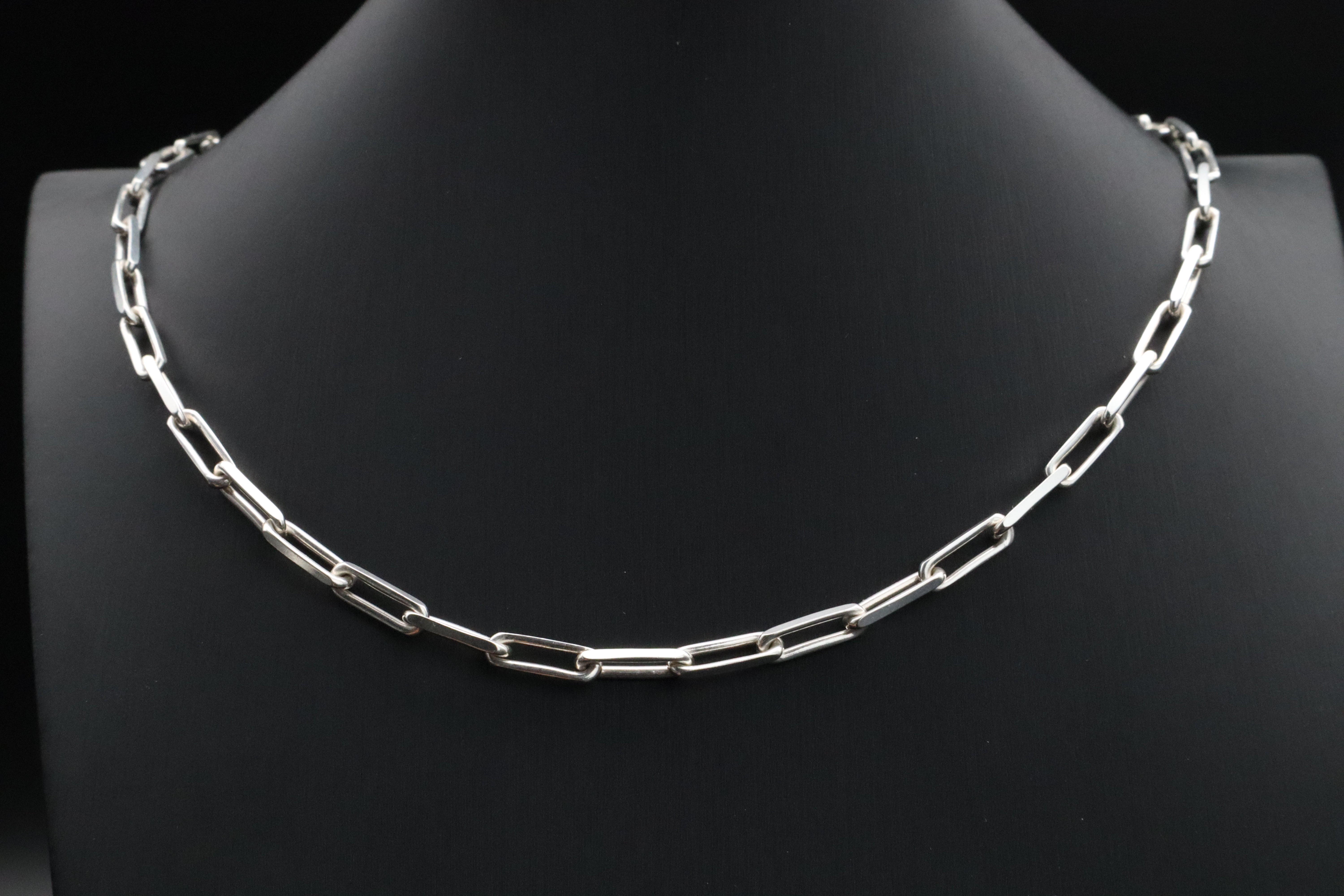 Lock Link Necklace in 925 Sterling Silver, 4mm