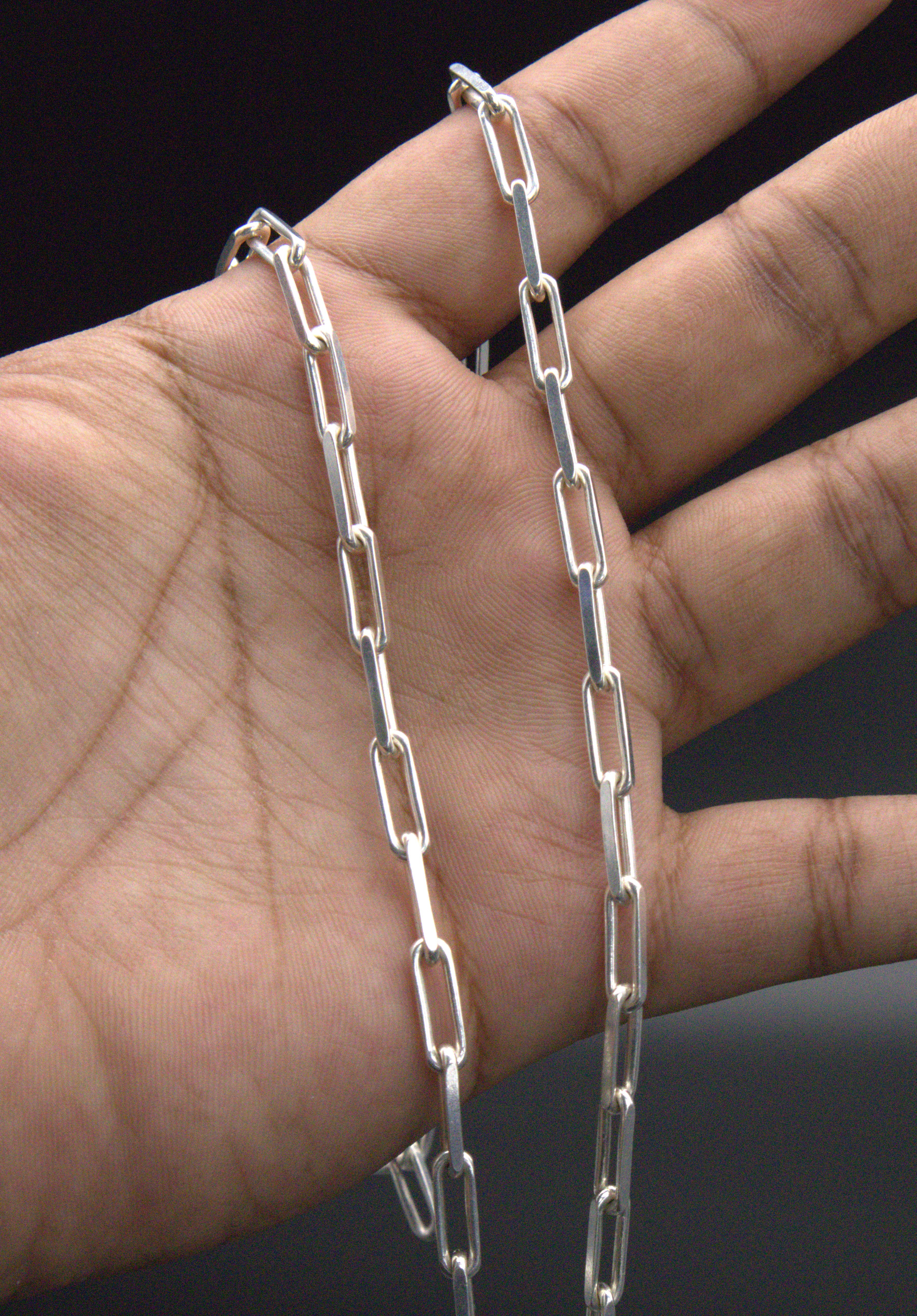 Lock Link Necklace in 925 Sterling Silver, 4mm