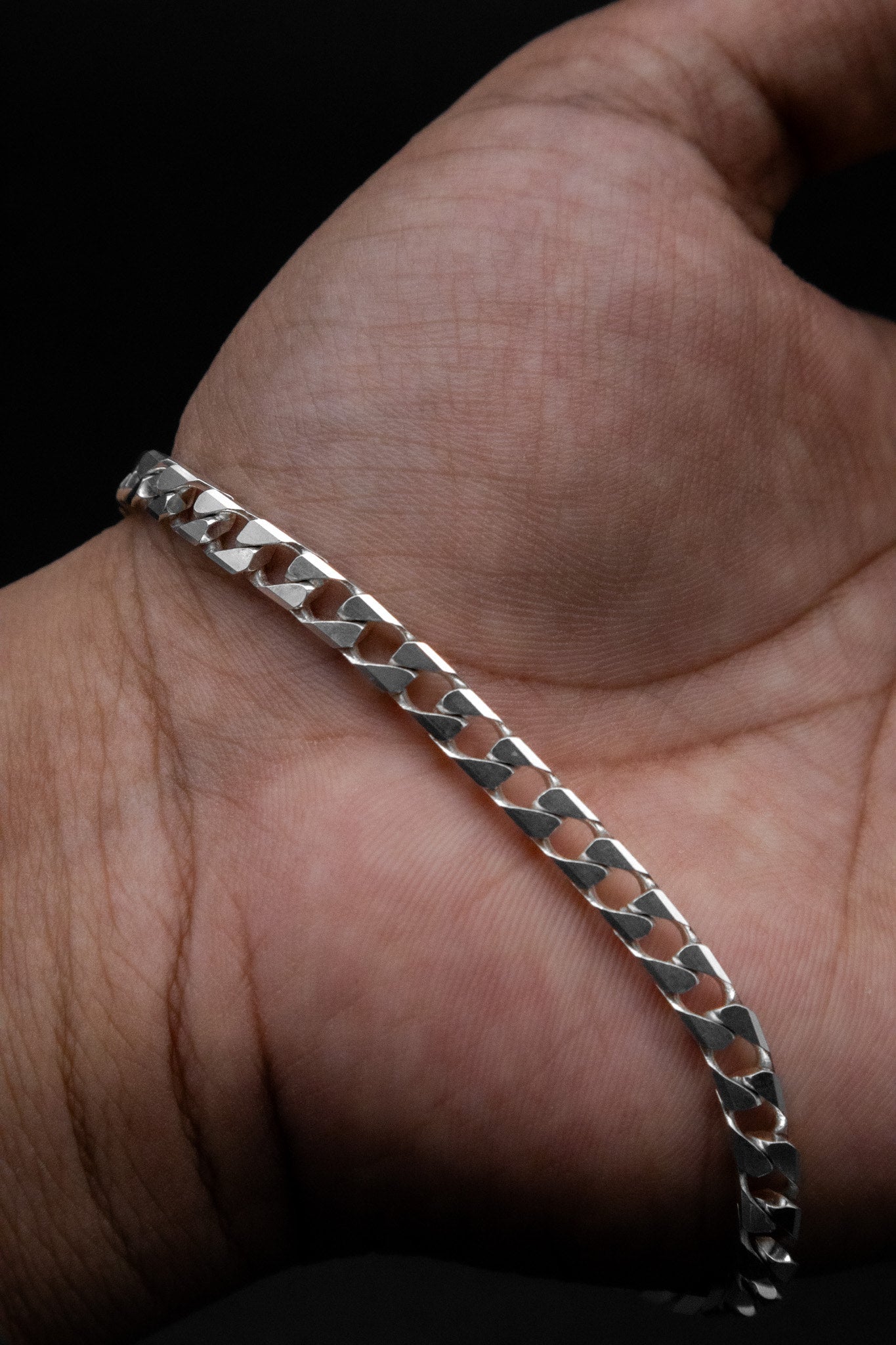 Square Cuban Link Bracelet in 925 Sterling Silver, 4mm