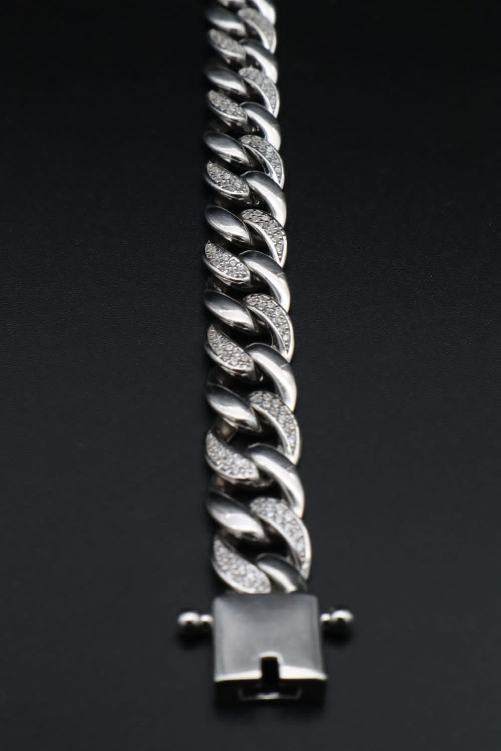 Iced Miami Cuban Link Bracelet in Rhodium Plated 925 Sterling Silver, 10mm