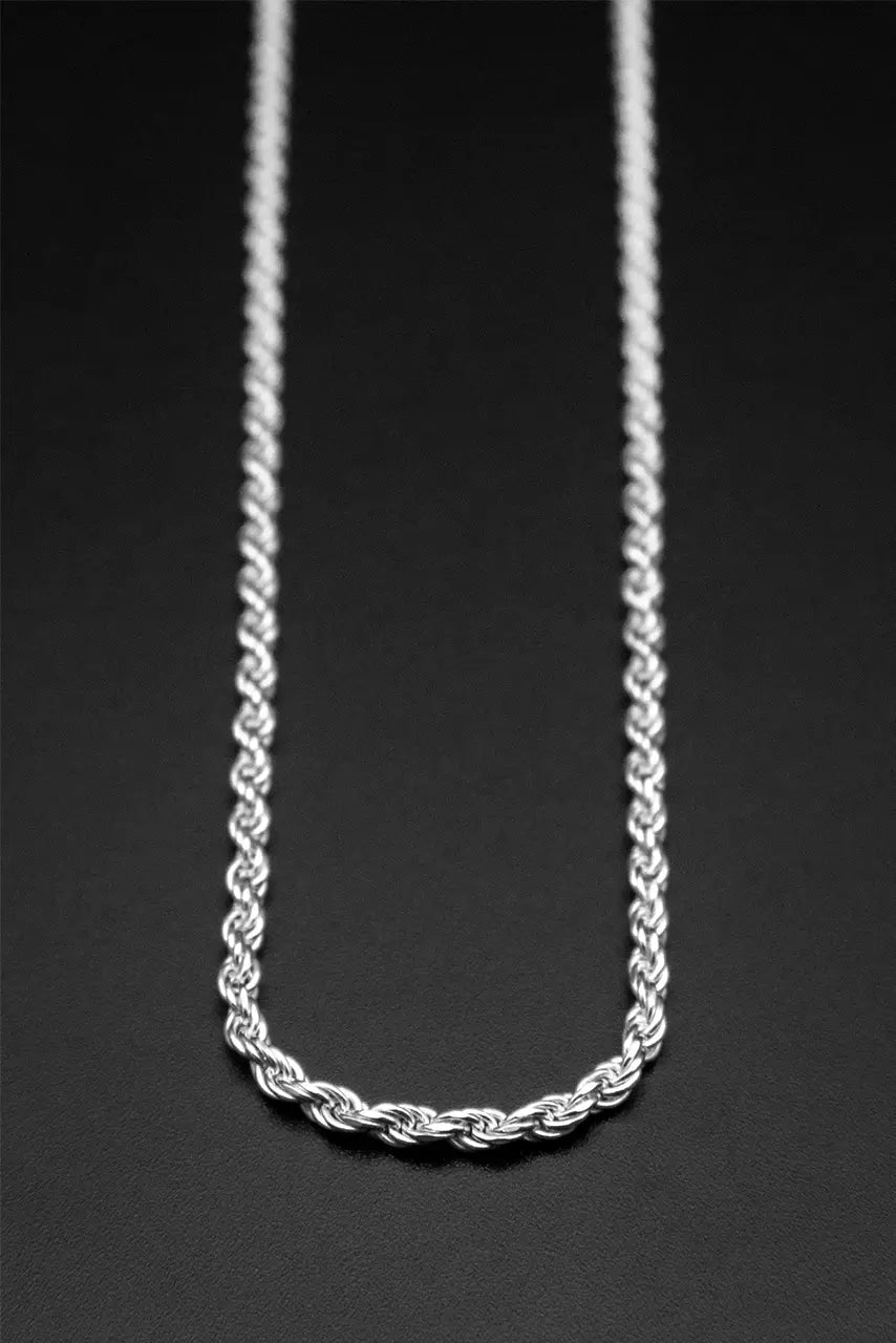 Rope Chain Necklace in 925 Sterling Silver, 4mm