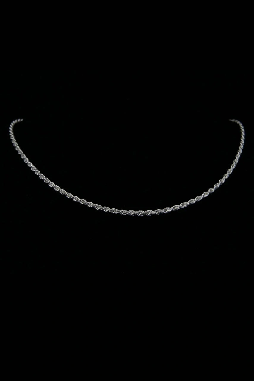 Rope Chain Necklace in 925 Sterling Silver, 2mm