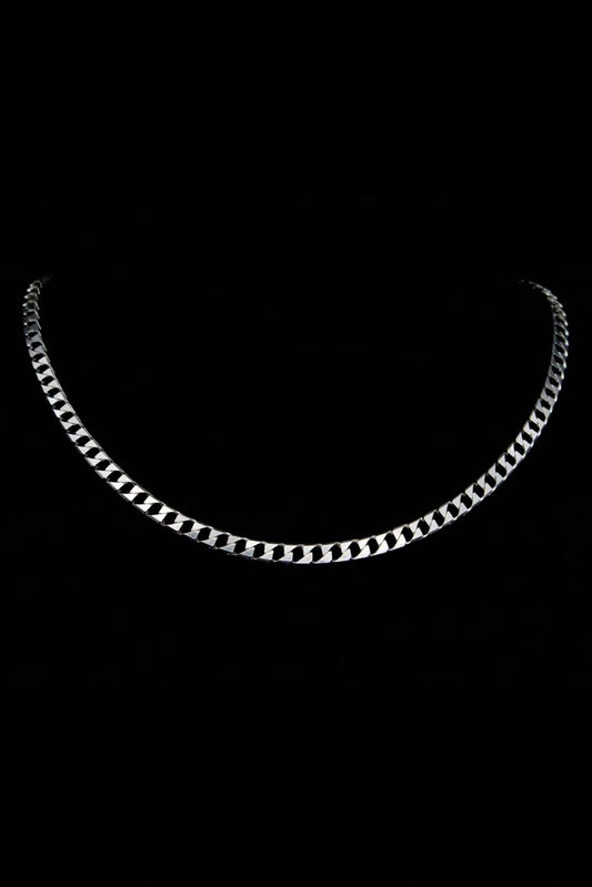 Square Cuban Link Chain Necklace in 925 Sterling Silver, 4mm