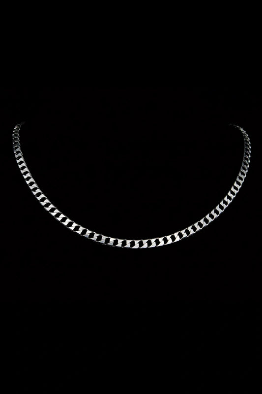 Square Cuban Link Chain Necklace in 925 Sterling Silver, 7mm