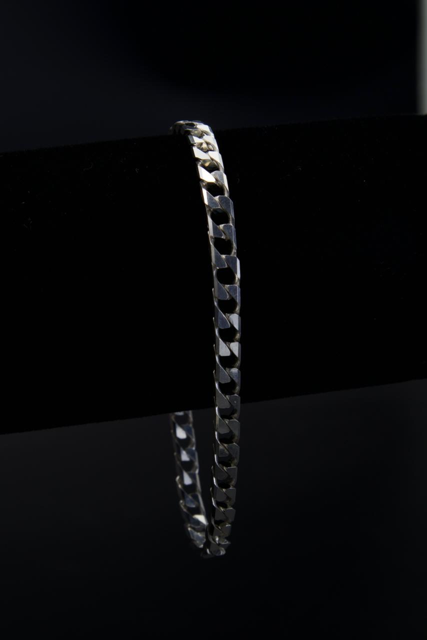 Square Cuban Link Bracelet in 925 Sterling Silver, 4mm