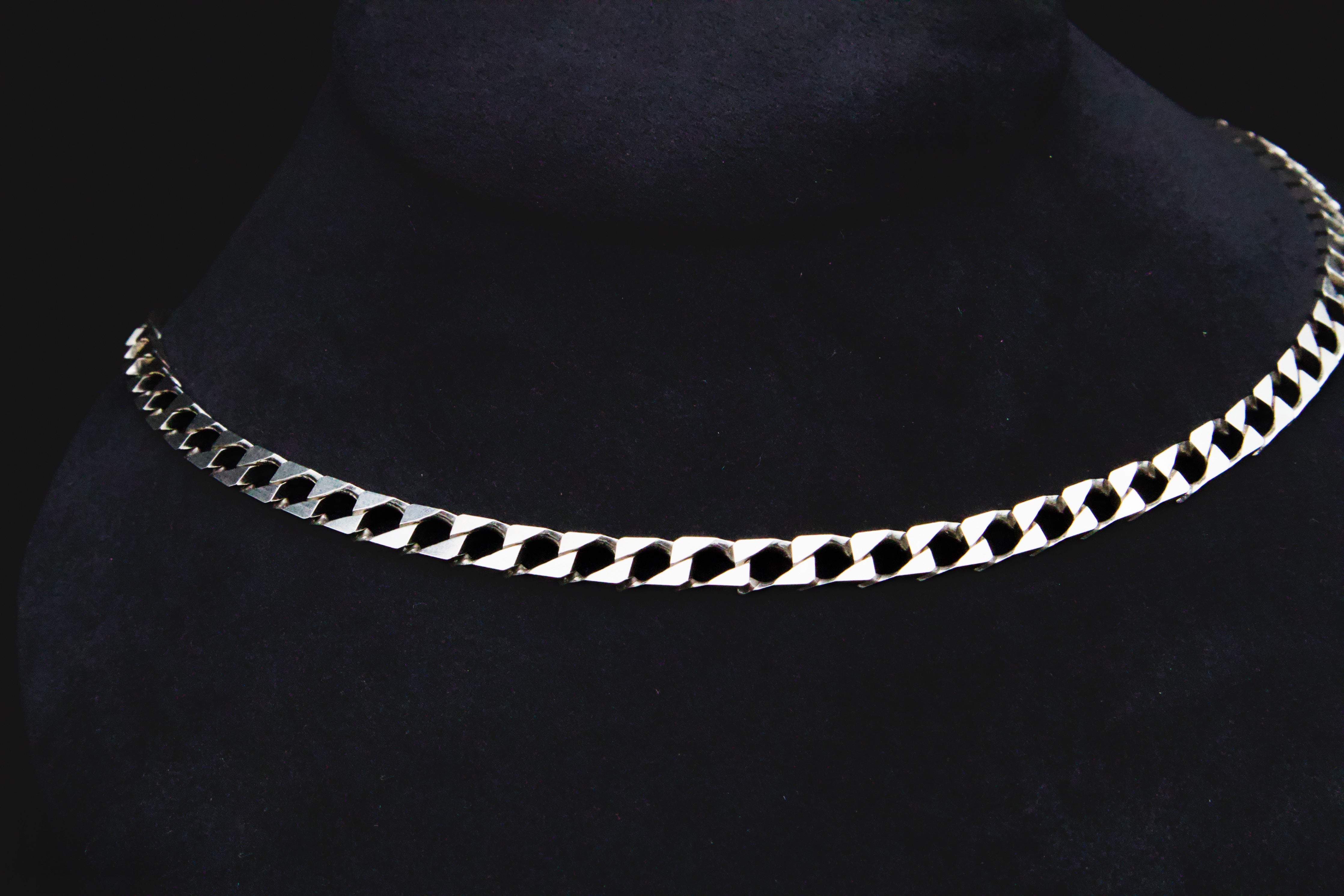 Square Cuban Link Chain Necklace in 925 Sterling Silver, 4mm