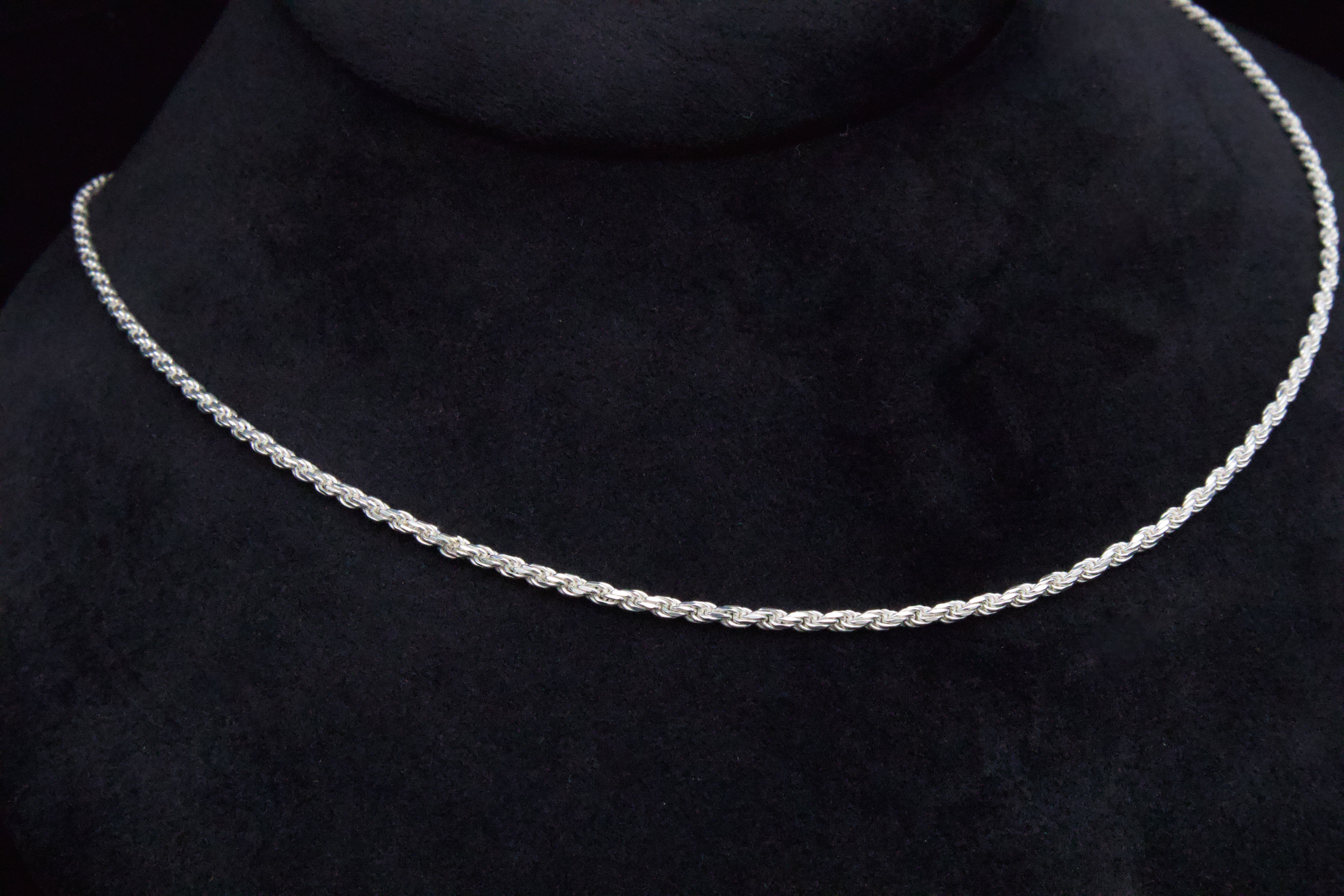 Rope Chain Necklace in 925 Sterling Silver, 4mm