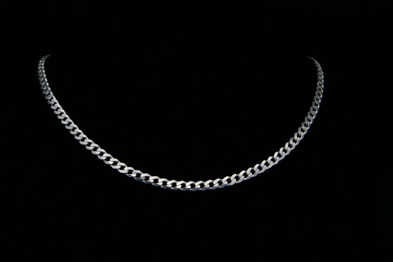 Curb Link Chain Necklace in 925 Sterling Silver, 3mm