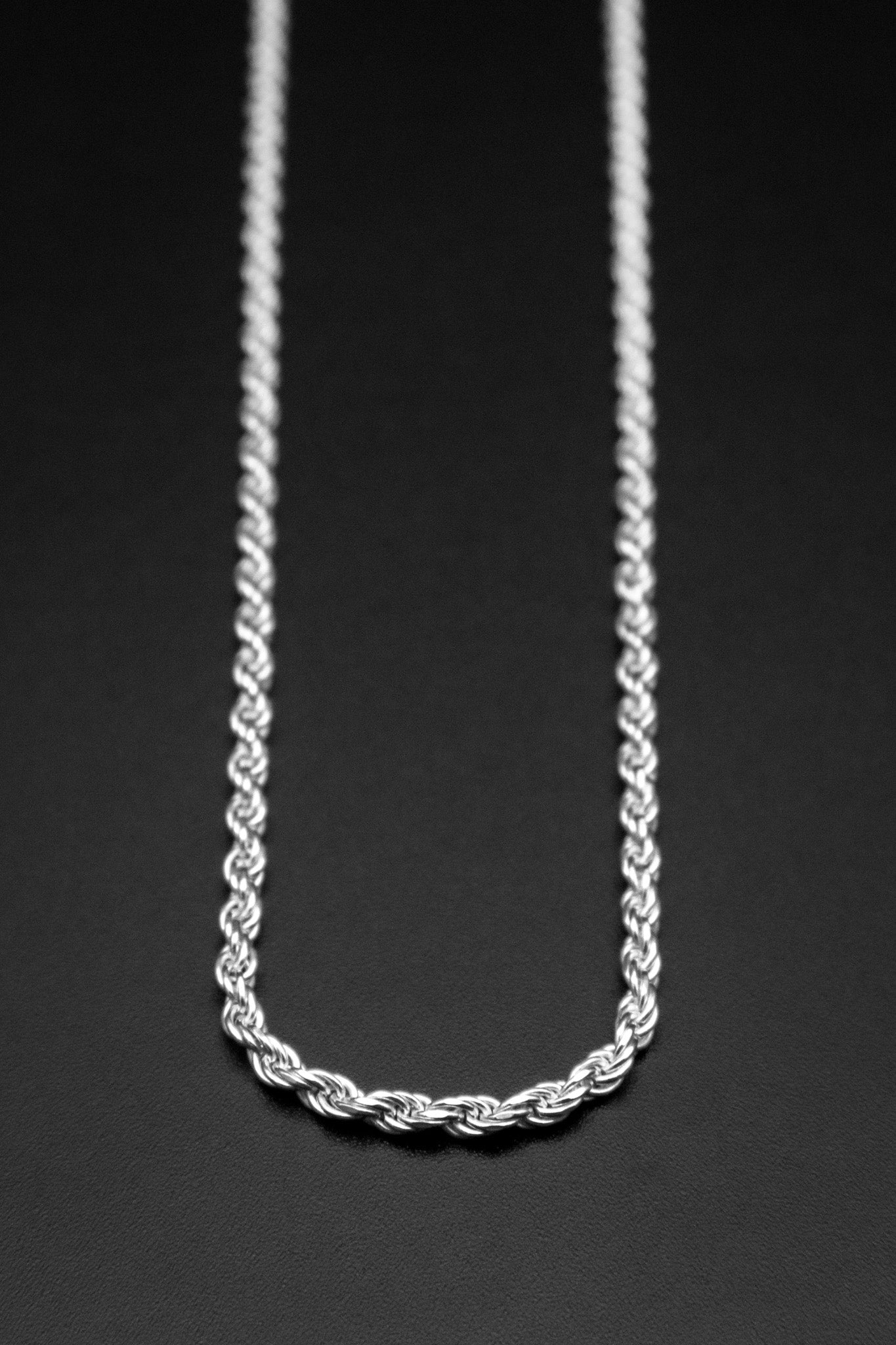 Rope Chain Necklace in 925 Sterling Silver, 4mm