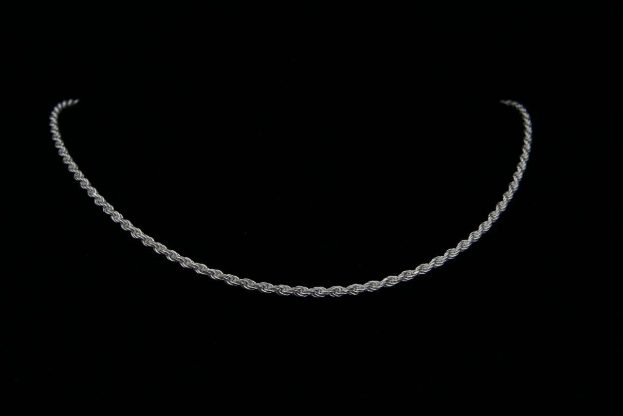 Rope Chain Necklace in 925 Sterling Silver, 3mm