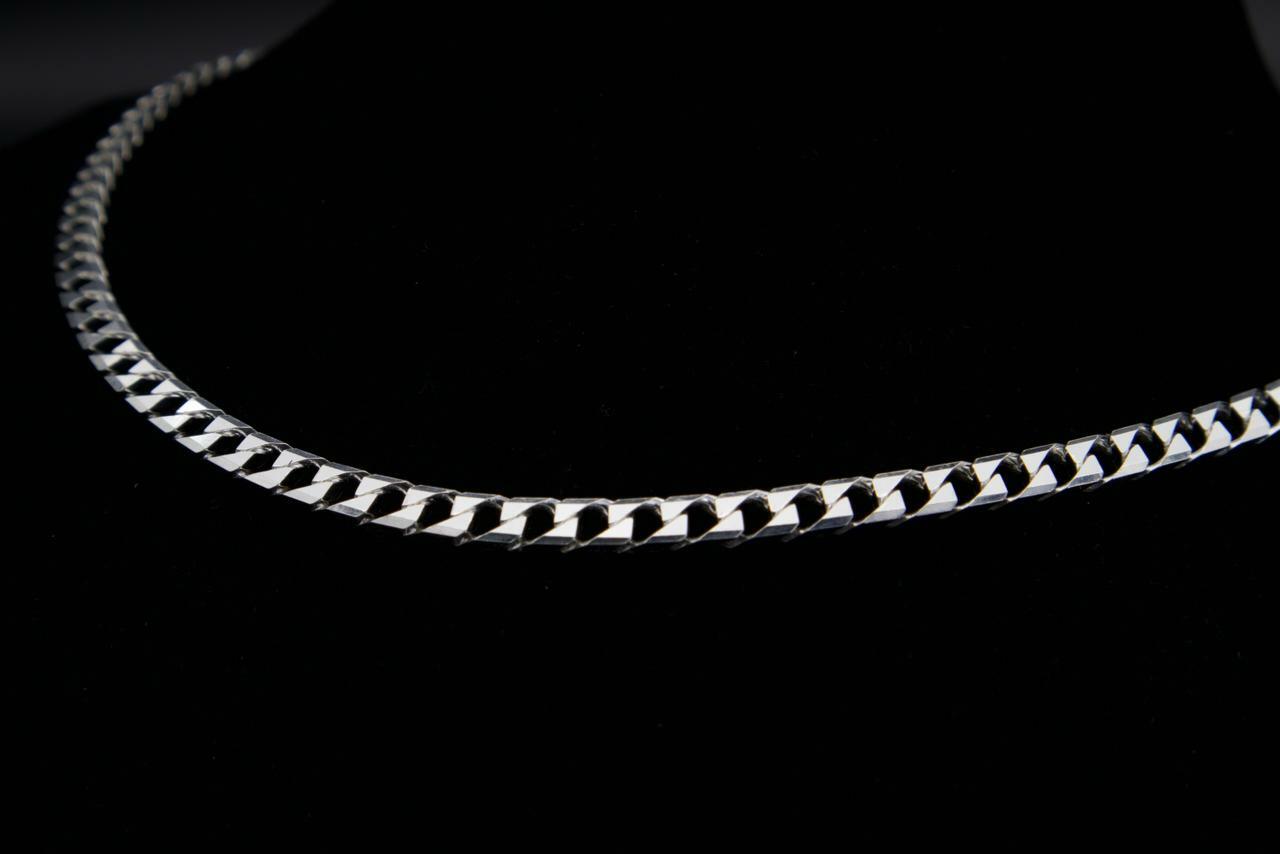 Square Cuban Link Chain Necklace in 925 Sterling Silver, 4mm