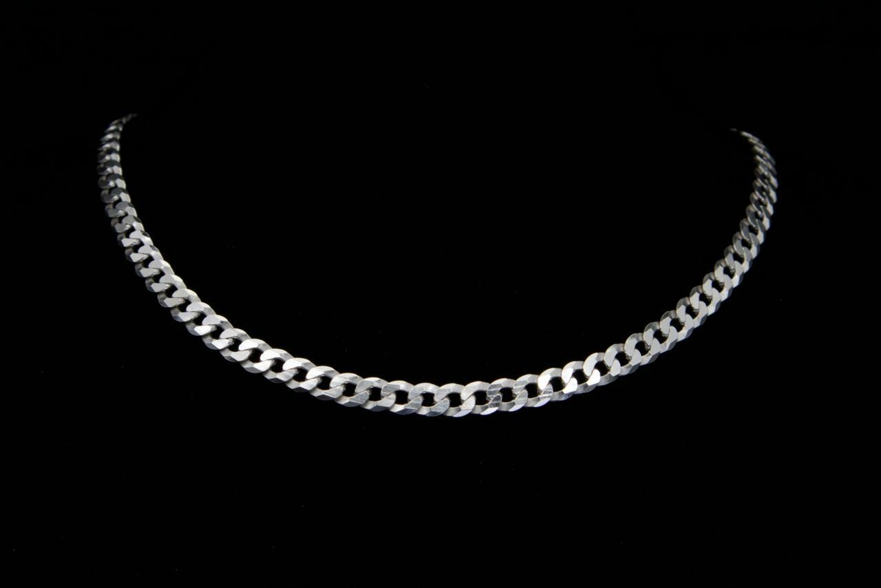 Curb Link Chain Necklace in 925 Sterling Silver, 4mm