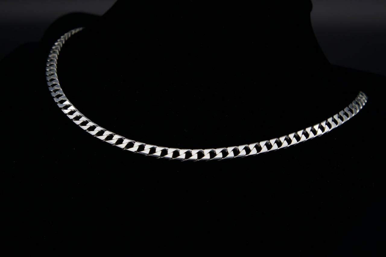 Square Cuban Link Chain Necklace in 925 Sterling Silver, 4mm