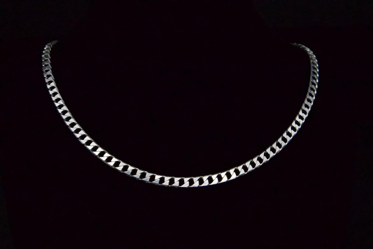 Square Cuban Link Chain Necklace in 925 Sterling Silver, 4mm